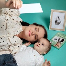 Keep'Love Baby-Fußabdruck-Set, ohne Tinte und Hand und Fuß, Souvenir, Geschenk zur Geburt und Rahmen, große Größe 12,5 x 8 cm