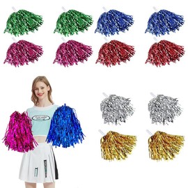 Pack of 12 Pom Poms Cheerleaders, Beautiful Cheerleader Poms Hand Flowers, Cheerleading Pompoms, Cheerleading Sports Games Team, for Sports Events, Dance, School Competitions