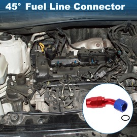 A ABSOPRO Male Flare Reducer Hose Fitting Adapter TF-1001-AN10 45° Fuel Line Connector Aluminum with O-ring Red,Blue