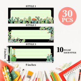 Name Tags for Classroom Desks, Cactus Theme Students Name Plates, Plates Name Labels for School Classroom Students Desks Teaching Supplies, Back to School Classroom Decor, 30 Pack (11)