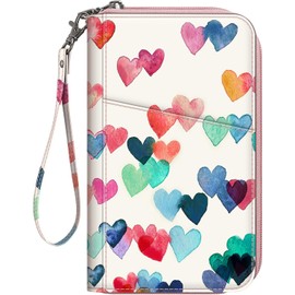 Fintie - portafolios para pasaporte familiar, con bloqueo RFID, organizador de documentos de viaje, bolsa de embrague para tarjetas de crédito, funda para mujeres y hombres