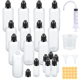 Nenull Liquid Bottles 100 ml Pack of 12 Dropper Bottles 6 x 10 ml Empty Squeeze Bottle Plastic Bottles Dropper Bottle Liquid Container with Child Safety Lid Free Funnel Measuring Cup Transfer Pipette