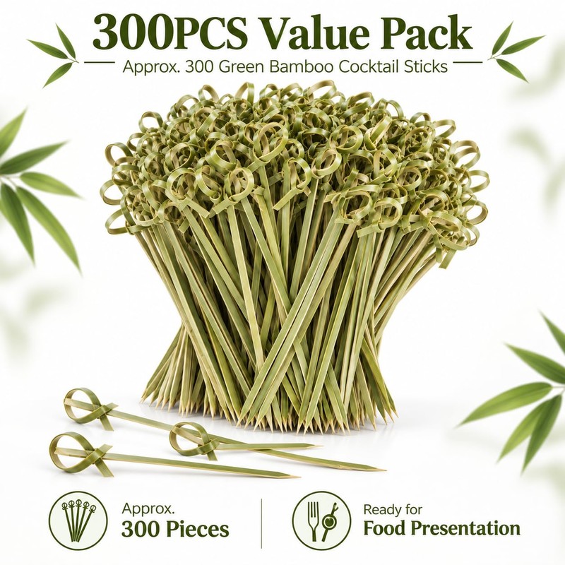 300PCS Cocktail Sticks, 9cm Bamboo Skewers