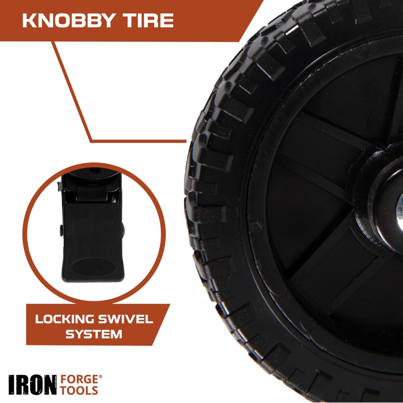 Iron Forge Tools Side Mount Casters Set of 4, Swivel