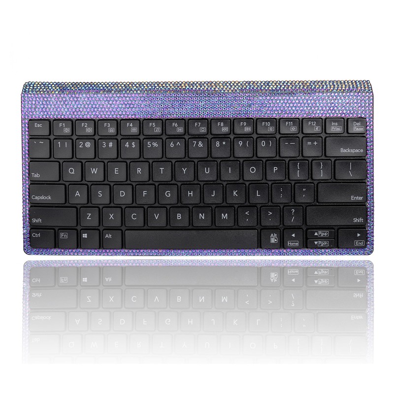 Luxury Bling Rhinestone Compact Wireless Keyboard Mouse, 2.4GHz Ultra Thin