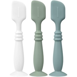 3 Packs Silicone Diaper Cream Applicator with Suction Base, Diaper Cream Spatula Applicator for Babies, Soft Silicone Diaper Cream Brush (White/Sage/E