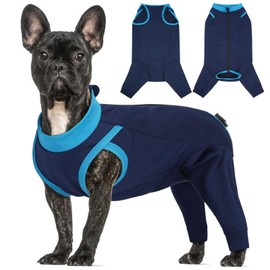 T'CHAQUE Dog Recovery Suit for Dogs After Surgery, Dog Onesie for Surgery Female Male, Anti Licking Rear Leg Sleeve,Bodysuit for Abdominal Wounds Skin Disease,Substitute E-Collar & Cone,Navy Blue,S
