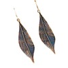 Wavy Leaf Copper Dangle Earrings Bohemian Boho