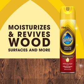Pledge Moisturizing Wood Oil, Furniture Reviving Spray, Amber & Argan Scent, 9.7oz (Pack of 3)