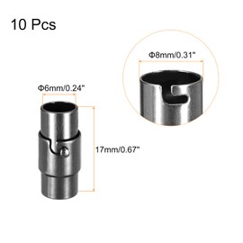 Sourcing Map Leather Cord End Clasp, 10pcs 6mm Hole Leather Clasps, Cord End Caps Closures for Jewelry Making DIY Crafts, Black