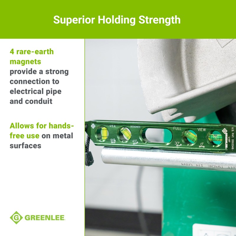 Greenlee L107 Electrician's Magnetic Torpedo Level with Conduit Bending Offset