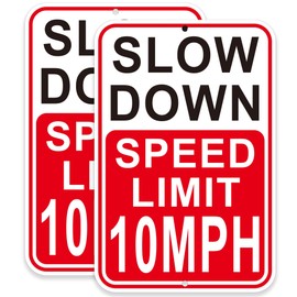 2Pack Slow Down Speed Limit 10MPH Sign, 18x12 Inches, Reflective Aluminum, Fade Resistant/Waterproof