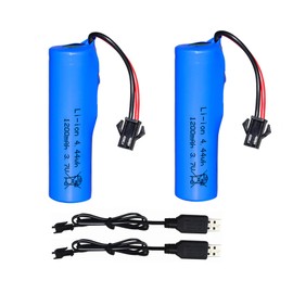 Pinsinholy 2Pack 3.7V 1200mAh Li-ion Battery with SM-2P Plug Charger Cable for Remote Control Cars Trucks Batteries Compatible with MK724A MK734A MK737A MA739A RC Car Monster Truck Vehicle