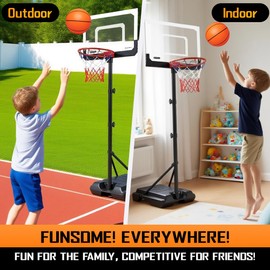 Kids Basketball Hoop with Balls, 190CM Adjustable Height Portable Basketball Stand with Fillable Base for Indoor & Outdoor Toy