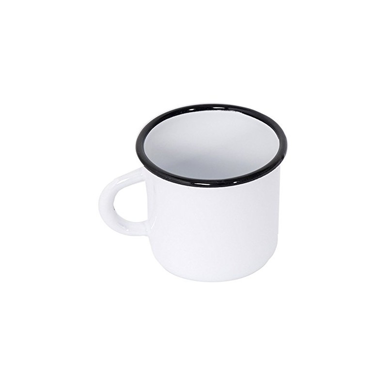 Madacha 2 Large Metal-Enamelled Mugs - White - 400 ml
