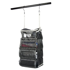 Pack Gear Suitcase Organizer | Pack More in your Large or Carry On Luggage | Unpack Instantly with these Compression Packing Cubes for Suitcases | Hanging Shelf Organizer for Closet (Black) (Carry-On)