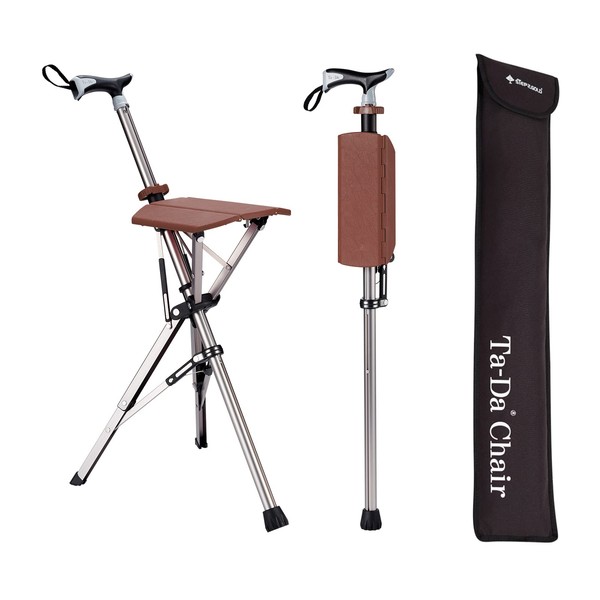 STEP2GOLD Ta-Da Chair, Portable Trekking Hiking Pole, Folding Walking Stick