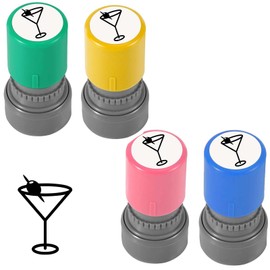 4 Pack Martini Stamp,4 Colors Premium Plastic Self Inking Rubber Hand Stamp,Martini Glass Drink Stamp for Parties Festivals,Pubs,and Events