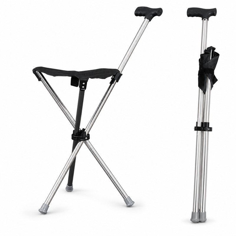 Folding Cane Seat for Outdoor Walking – Lightweight Walking Stick