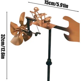 PANYIXUAN Metal Drummer Windmill Kinetic Wind Chime, Wind Powered Kinetic Art Figures Sculpture for Yard, Lawn