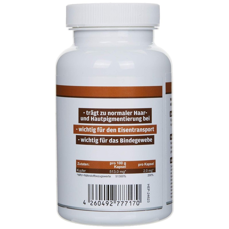 Health+ Copper - 90 Capsules Pure Copper Gluconate, Essential Trace