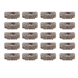 20pcs U-Shape Stainless Snap Clips for Wigs, Hair Extensions,Hairpieces,Wig Accessories Clips, Wig Combs (Dark Brown)