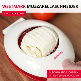 Westmark 11642260 17 x 13 x 3.1 cm Caprese Mozzarella Cutter / Divider Individually Tensioned Stainless Steel Plastic Stainless Steel Red / White