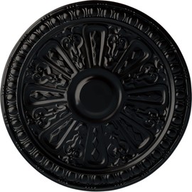 Ekena Millwork CM18RA2BLF Raymond Ceiling Medallion, 18" OD x 1 1/4 P, Jet Black