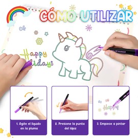 24 Colores Marcadores Acrílicos con Purpurina, Juego de Plumones de Acrilico de Contorno con Eefecto Garabato, para Tarjetas de Bricolaje, Arte de Piedras, Albumes de Recortes y más