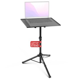 PYLE-PRO DJ Laptop, Projector Stand- Computer DJ Equipment Studio Stand Mount Holder, Height Adjustable, 27.55” to 47.24”, Good For Stage or Studio -PLPTS3