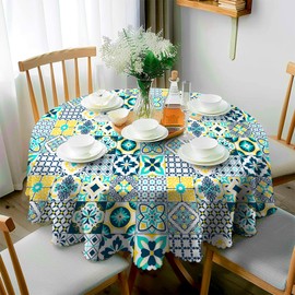 JhcsDy Boho Tablecloth Round 150 cm Washable Outdoor Tablecloths Garden Tablecloths Table Cloth for Kitchen, Dining Table, Coffee Table, Parties, Dinner