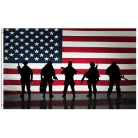 ShineSnow American Flag Veterans Day Soldier Military 3x5 Feet Flag, Polyester Double Stitched 4th of July Independence Memorial Day Army Warrior with Brass Grommets 3 X 5 Ft Flag for Outdoor Indoor