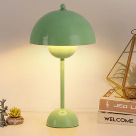 COSYLUX Modern Small Table Lamp for Bedroom, Cute Dome Shade Reflecting Light Reading Lamp for Living Room, Kid's Room, Study, Office, Beside Bedside Nightstand Desk Lamp(Pastel Green)