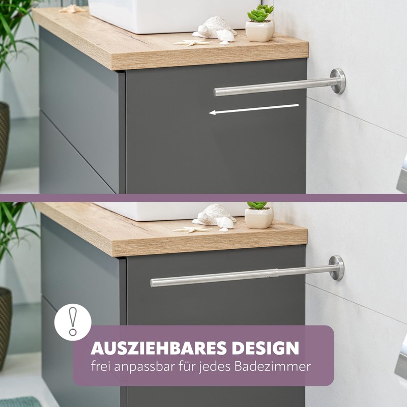 bremermann Piazza Bathroom Series Telescopic Towel Rail Matt Stainless Steel