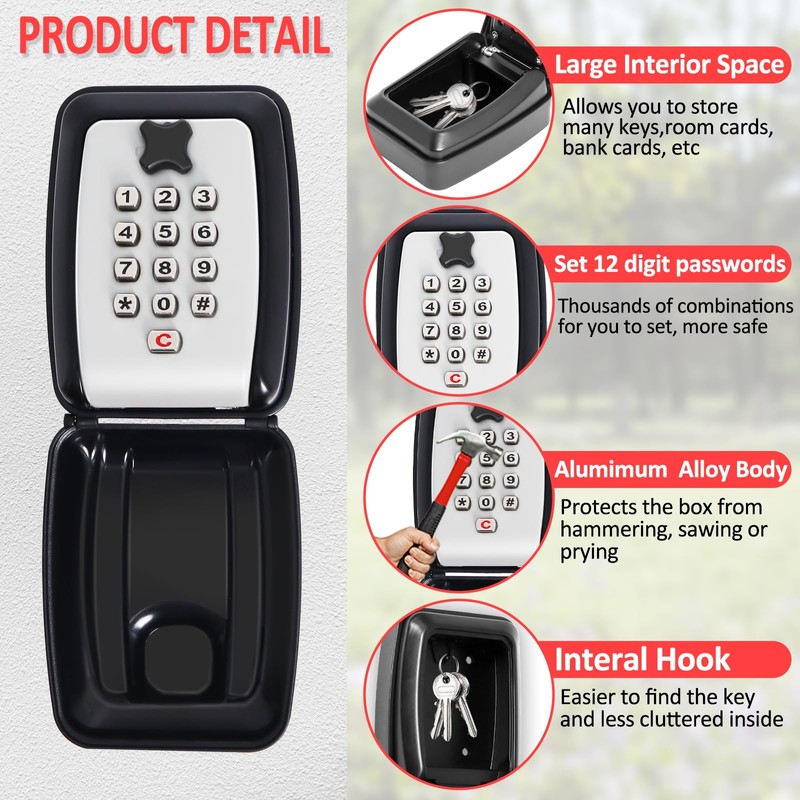 Key Safe Outdoor Police Approved, Key Lock Box Wall Mounted
