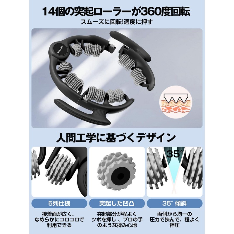 Wolfyok Fitness Massage Roller (Removable Handle & Full Body Release)
