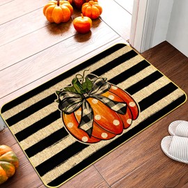 Fall Door Mat Outdoor Fall Decorative Rugs Welcome Pumpkin Doormat Non-Slip Washable Thanksgiving Floor Mat for Front Door Home Kitchen Indoor Outdoor Decor（29 x17in）