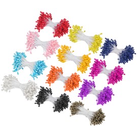 M METERXITY 1800-Pack Artificial Flower Stamen Kit, 3mm Mini Double Heads Flower Stamens Pistil, Stamens for Flower Making/Craft DIY Wreaths/Wedding Floral Arrangements