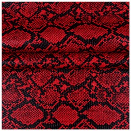 3D Anaconda Snake Skin Vinyl Faux Leather Upholstery Fabric by Meter, Embossed PU Fabric Leather Sheets for Earrings DIY Crafts Chairs Seats Sofa 54''x39'' 138x100cm(Color:red)