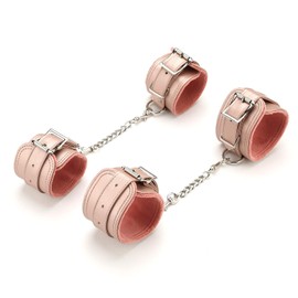 Expandable Spreader Bar Set, Exercise Bar, Black Stainless Steel Workout Bar, 4Pcs Pink Fur Straps Adjustable, Stretching Fitness Gear,Yoga Pilate Training, Home Gym Kit