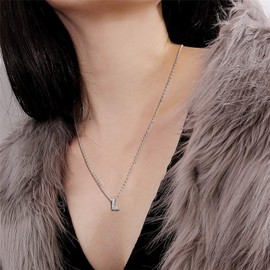 L Initial Necklace Pendant Chain Girlfriend Sterling Silver Letter Charm Necklace For Women