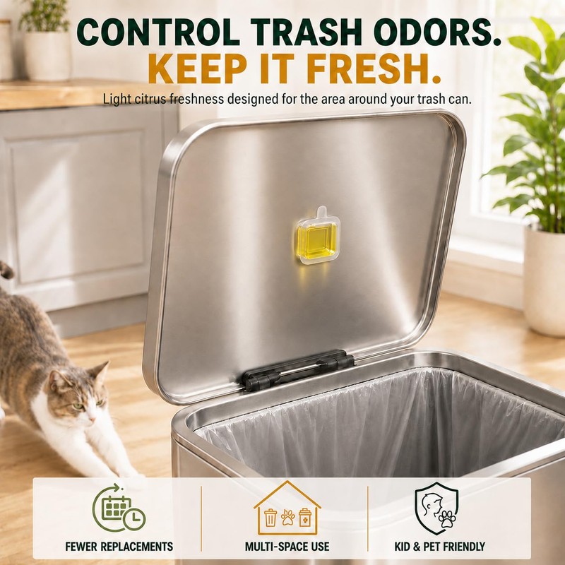 Lemon Essence, Liquid Trash Can Deodorizer, 6 Pack Fragrance Capsules