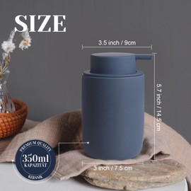 Autumnlife Ceramic Lotion Soap Dispenser Set, 2 Pack (12 oz) Bathroom Hand Soap Dispenser with Pump, Liquid Hand and Dish Soap Dispenser Set, 8 Pcs Clear Stickers,for Kitchen, Bathroom- Blue