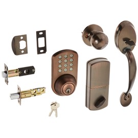 MiLocks BTF-02OB Digital Deadbolt Door Lock and Passage Handle Set Combo with Keyless Entry via Keypad Code for Exterior Doors, Oil Rubbed Bronze