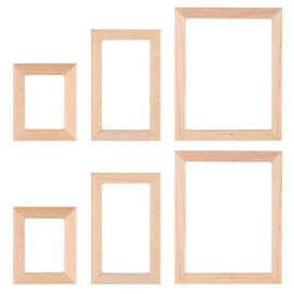 6pcs Dollhouse Miniature Picture Frames, Wall Bulk Picture Frames, Mini Wood Photo Frame Ornament Wooden Simulation Doll House Furniture Accessories for Small Shadow Box, DIY Wall Art Painting