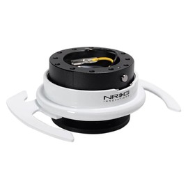 NRG Innovations NRG-SRK-700BK-WT GEN 4.0 Steering Wheel Quick Release Kit Adapter, Black Body/White Ring With Handles & 6x70 and 6x74mm Bolt Patterns