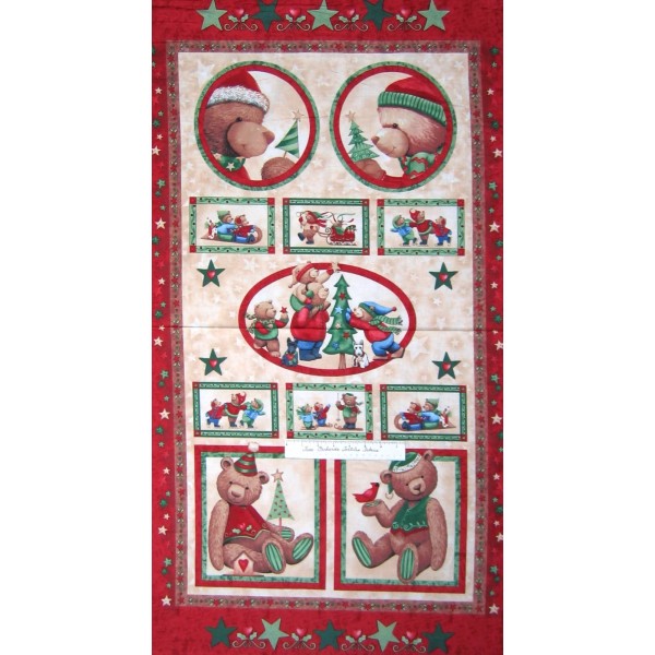 Marcus Brothers Fabrics Christmas Fabric - Be Merry Teddy Bear