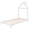 Bed Frame, Twin Size Wood Platform Bed with House-Shaped Headboard,Solid