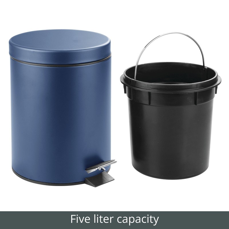 mDesign Pedal Bin — Metal Waste Bin with Pedal, Lid