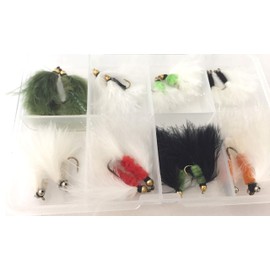 Fly Fishing Cat Whiskers Lures Chain Beadhead sizes 8-12 Pack of 16 Supplied in Clip shut see through box UK Quality tied flies